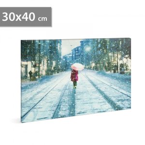 LED-es fali hangulatkép - téli táj -  2 x AA, 30 x 40 cm 58017C