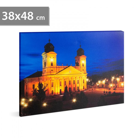 LED-es fali hangulatkép - "Nagytemplom Debrecen" -  3 x AA, 38 x 48 cm 58018K