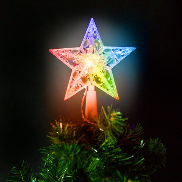 Karácsonyi LED-es csillag csúcsdísz - 10 LED - 15 cm - RGB - 2 x AA 58034