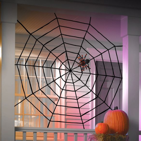 Plüss pókháló - halloween-i dekoráció - 200 cm - fekete 58102