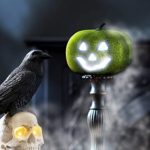 Halloween-i RGB LED dekor - habszivacs tök - zöld - 11 cm 58162E