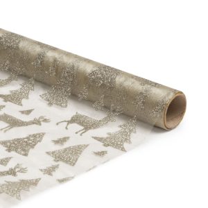 Karácsonyi asztalterítő futó - bézs / arany - 180 x 28 cm - 3 féle