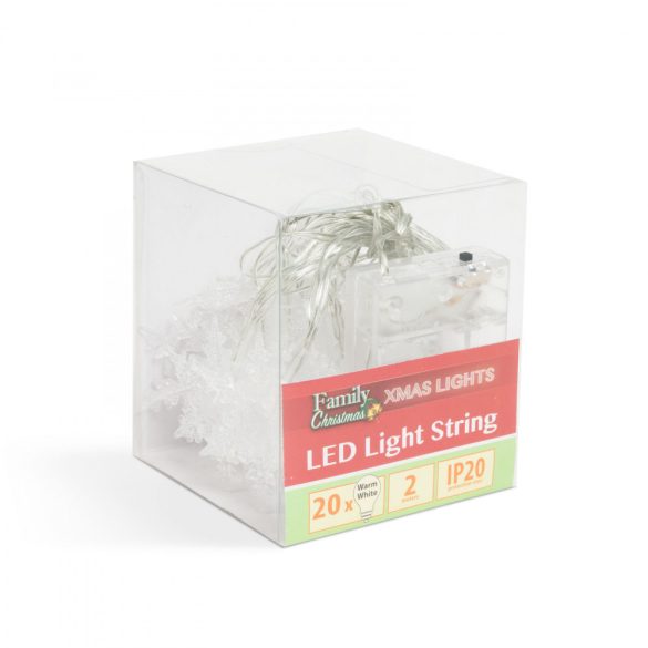 LED fényfüzér - jégkristály - 2,3 m - 20 LED - melegfehér - 3 x AA  58217
