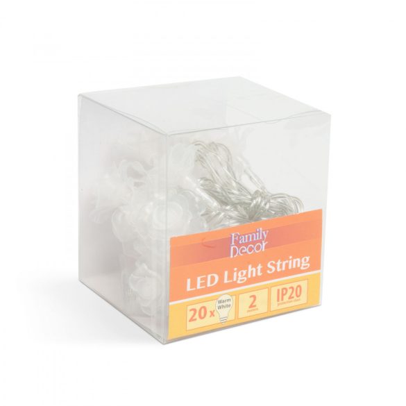 LED fényfüzér - virág - 2,3 m - 20 LED - melegfehér - 3 x AA  58218A
