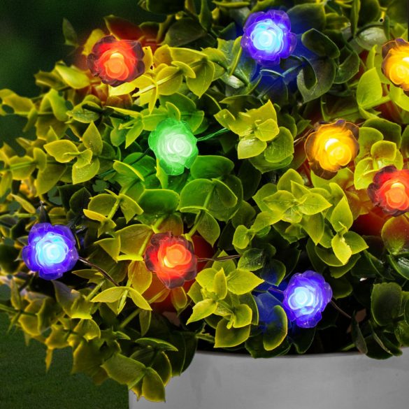 LED szolár fényfüzér - virág - 2,3 m - 20 LED - színes 58218B