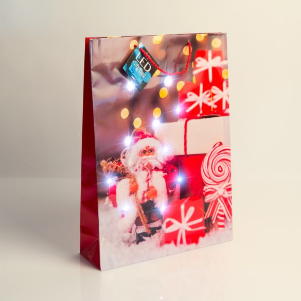 Ajándéktasak - 10 hidegfehér LED, papír - 330 x 102 x 457 mm - 4 féle / csomag