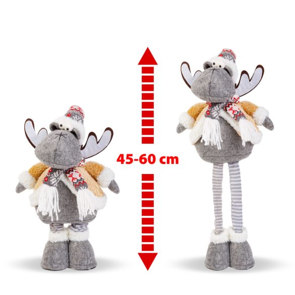 Karácsonyi rénszarvas dekoráció - teleszkópos lábbal - 45 - 60 cm