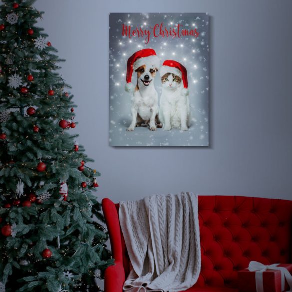Karácsonyi LED-es hangulatkép - fali akasztóval, 2 x AA, 30 x 40 cm 58452