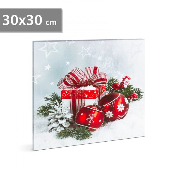 Karácsonyi LED-es hangulatkép - fali akasztóval, 2 x AA, 30 x 30 cm 58454B