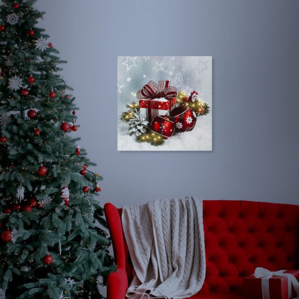 Karácsonyi LED-es hangulatkép - fali akasztóval, 2 x AA, 30 x 30 cm  58454B
