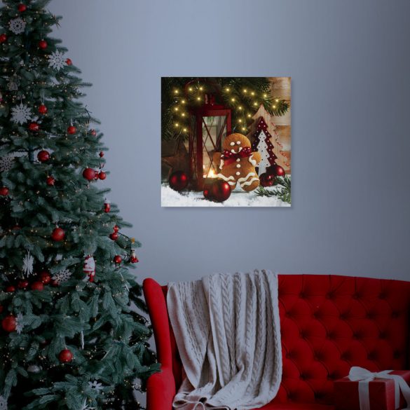 Karácsonyi LED-es hangulatkép - fali akasztóval, 2 x AA, 30 x 30 cm  58454D