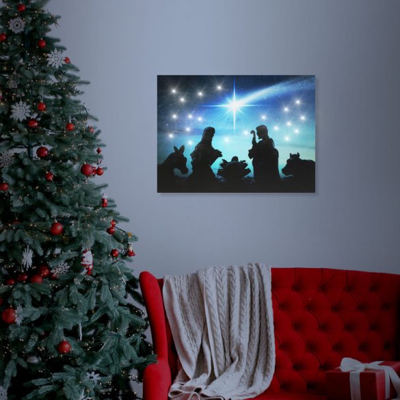 Karácsonyi LED-es hangulatkép - fali akasztóval, 2 x AA, 40 x 30 cm  58455