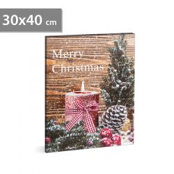   Karácsonyi LED-es hangulatkép - fali akasztóval, 2 x AA, 40 x 30 cm 58459