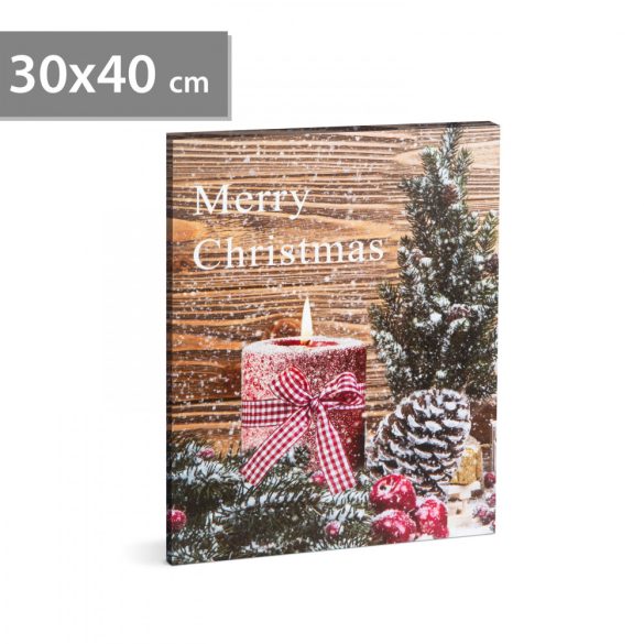 Karácsonyi LED-es hangulatkép - fali akasztóval, 2 x AA, 40 x 30 cm 58459
