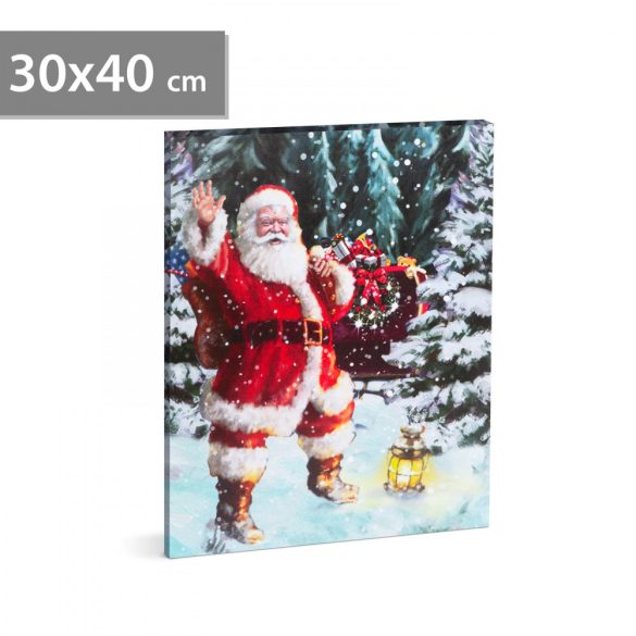 Karácsonyi LED-es hangulatkép - fali akasztóval, 2 x AA, 30 x 40 cm 58465