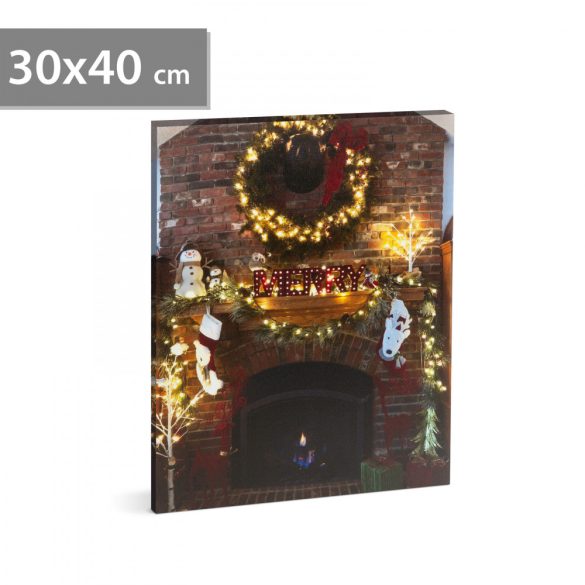 Karácsonyi LED-es hangulatkép - fali akasztóval, 2 x AA, 30 x 40 cm 58467