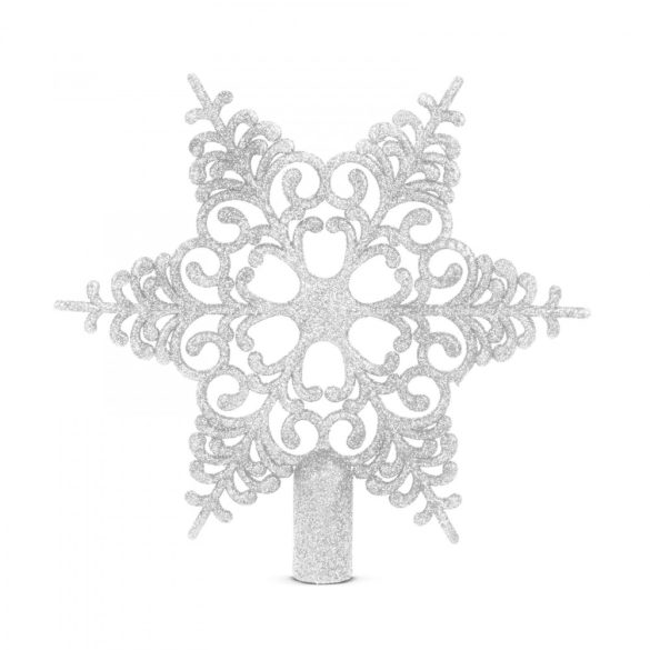 Karácsonyfa csúcsdísz - hópehely alakú - 20 x 20 cm - ezüst 58608B