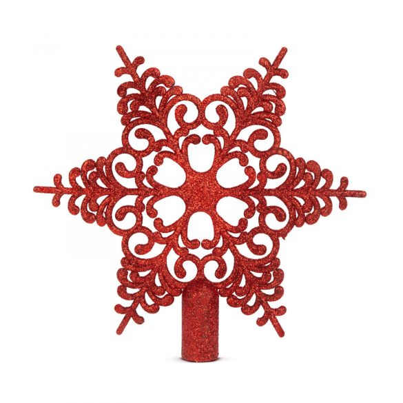 Karácsonyfa csúcsdísz - hópehely alakú - 20 x 20 cm - piros 58608C