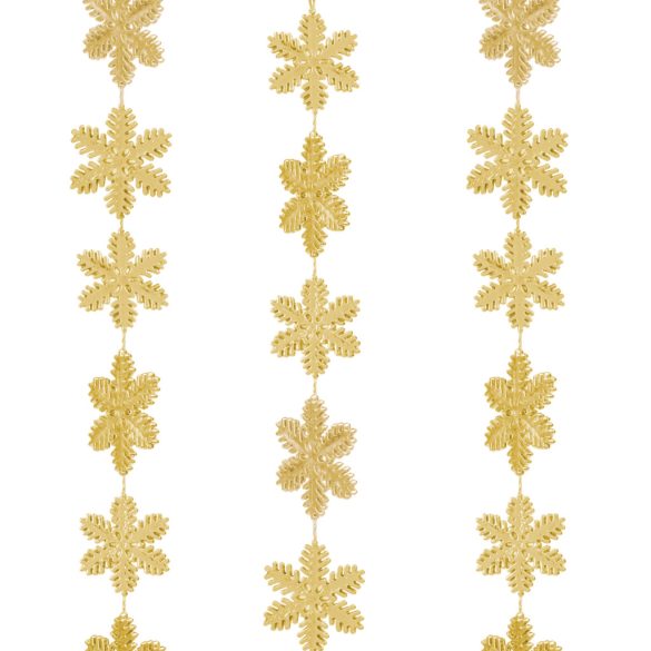 Karácsonyi girland - hópehely - 2,7 m - arany