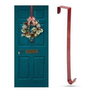 Karácsonyi ajtódísz tartó - fém - piros 58618A
