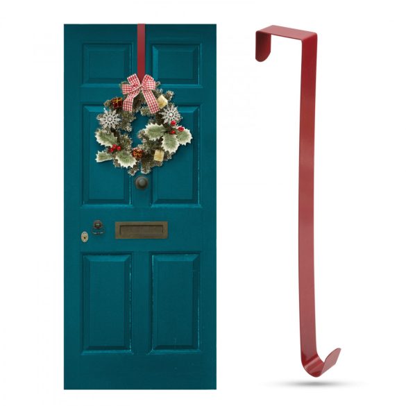 Karácsonyi ajtódísz tartó - fém - piros 58618A
