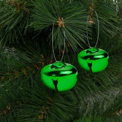   Karácsonyi dísz - akasztható, csilingelő - fém, 20 mm - zöld - 9 db / csomag 58621D