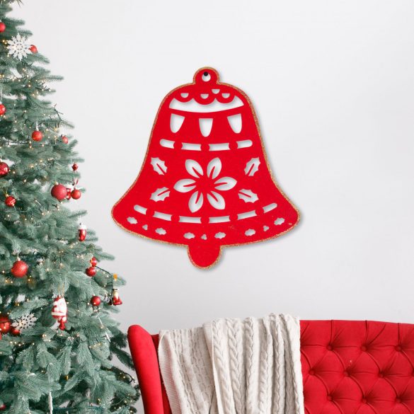 Karácsonyi dekor - harang - 39,5 x 42 cm - piros / arany 58624A