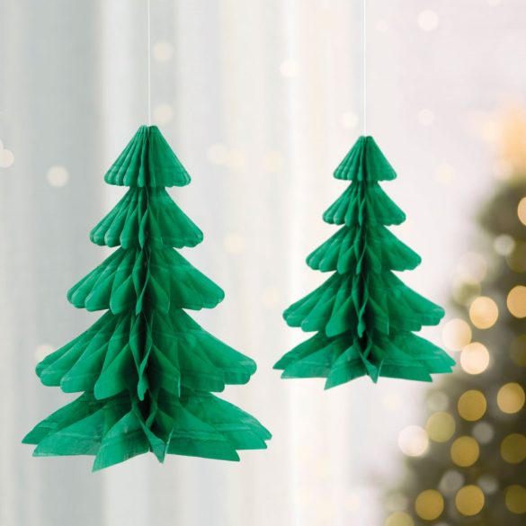 Karácsonyi dekoráció - 3D, papír - fenyőfa lampion 58639B