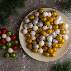   Karácsonyi gömb dísz - glitteres, polifoam golyók - 20 mm - 2 féle - 17 g / csomag 58644