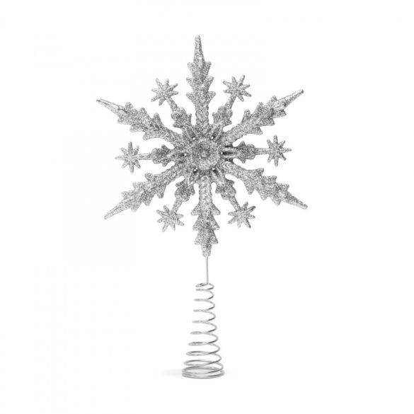 Karácsonyfa csúcsdísz - hópehely alakú - 22 x 15 cm - ezüst 58678B