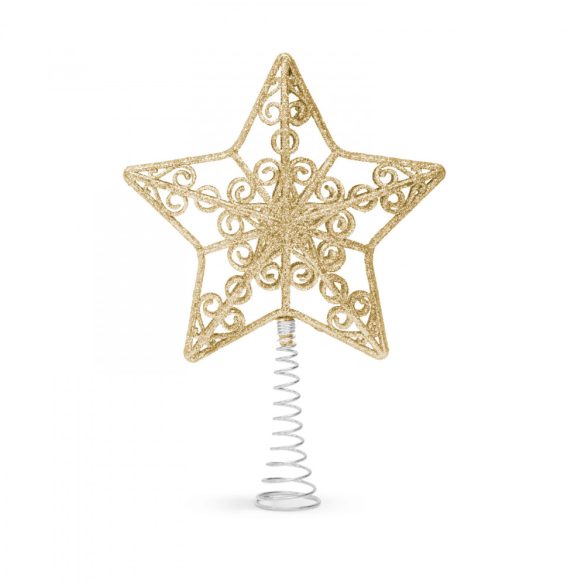 Karácsonyfa csúcsdísz - csillag alakú - 20 x 15 cm - arany 58679C