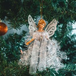 Karácsonyi dekor - angyal - 20 x 20 cm - ezüst 58682B