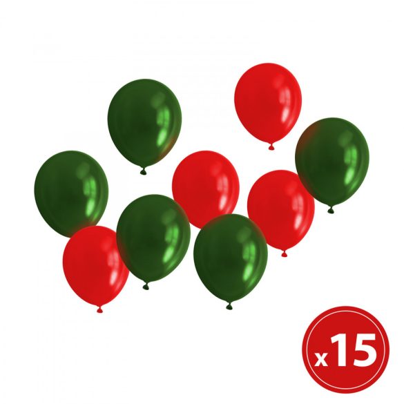 Lufi szett - piros-zöld, metálos - 15 db / csomag 58751