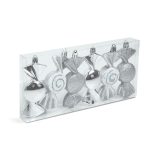 Karácsonyfadísz szett - ezüst cukor - 10 x 3,6 cm - 6 db / szett