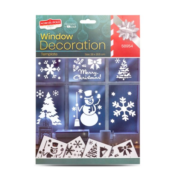 Karácsonyi ablakdekor sablon - 28 x 20,5 cm - 4 féle / csomag