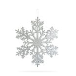 Karácsonyi dekoráció - jégkristály - glitteres ezüst - akasztható - 31 cm