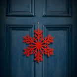 Karácsonyi dekoráció - jégkristály - glitteres piros - akasztható - 31 cm