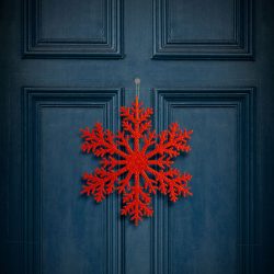   Karácsonyi dekoráció - jégkristály - glitteres piros - akasztható - 31 cm