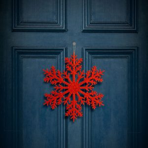 Karácsonyi dekoráció - jégkristály - glitteres piros - akasztható - 31 cm