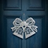 Karácsonyi dekoráció - masni - akasztható - ezüst - 35 cm