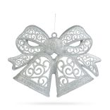 Karácsonyi dekoráció - masni - akasztható - ezüst - 35 cm