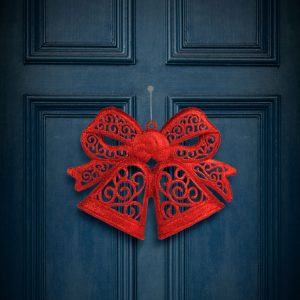 Karácsonyi dekoráció - masni - akasztható - piros - 35 cm