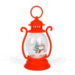 Karácsonyi dekoráció - lámpás - hóember - piros - 16,5 x 7 cm - 3 x LR44