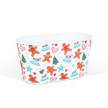 Karácsonyi fém kosár - mézeskalács mintás - 19 x 11,5 x 9,5 cm