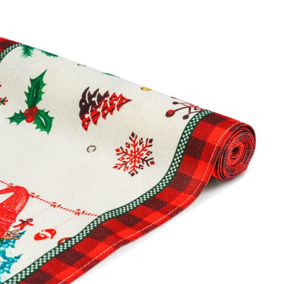 Karácsonyi dekoráció - asztalterítő futó - manós - 183 x 33 cm