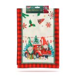 Karácsonyi dekoráció - asztalterítő futó - manós - 183 x 33 cm