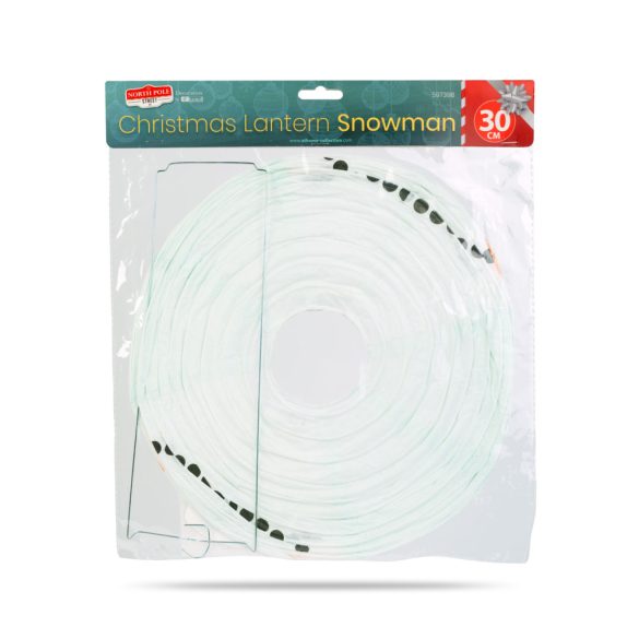 Karácsonyi lampion - hóember - papír - 30 cm
