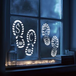 Karácsonyi dekoráció - lábnyom sablon szett - műanyag - 30,5 x 14 cm - 4 db / csomag