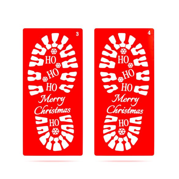 Karácsonyi dekoráció - lábnyom sablon szett - műanyag - 30,5 x 14 cm - 4 db / csomag