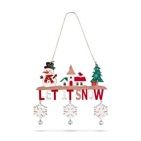 Karácsonyi dekoráció - akasztható - fa - csengettyűvel - 23 x 20 cm - 2 féle